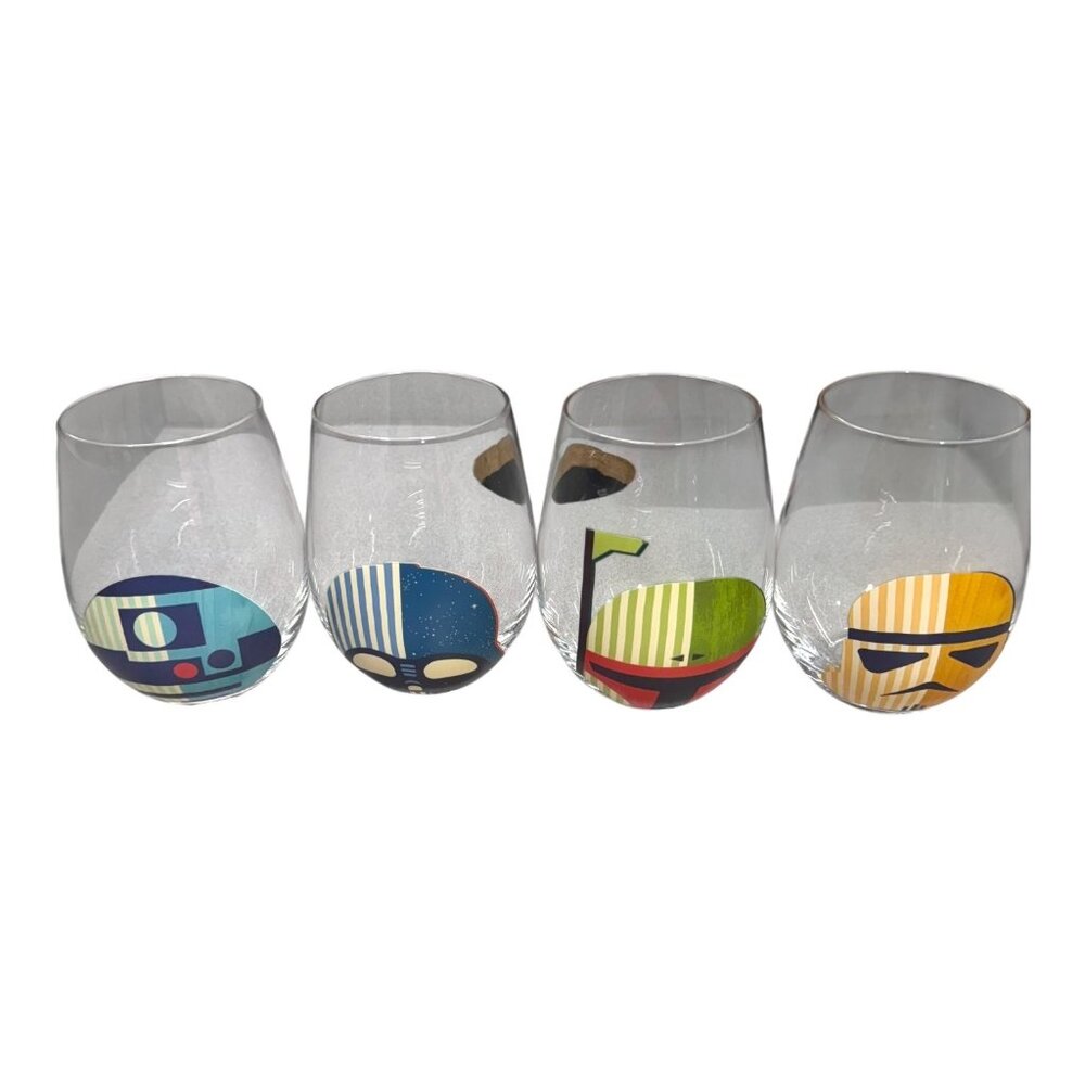Helmet Hues Joy Jolt Set Of 4 Star Wars-Themed Stemless Wine Glasses Character